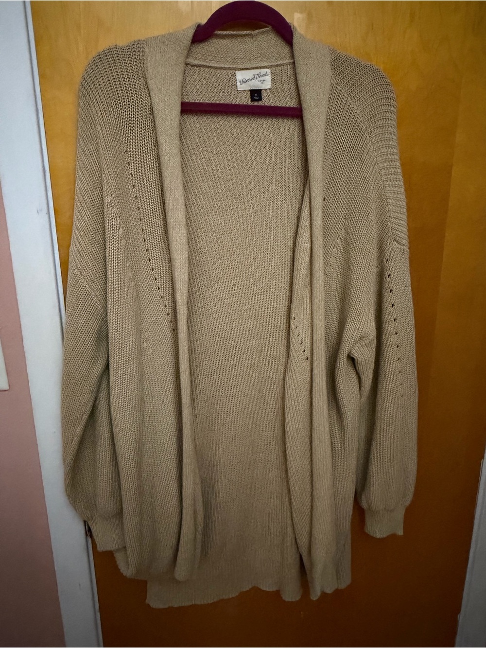 Universal Thread Beige Open-Front Knit Cardigan
